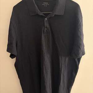 Vince Men's Classic Black 100% Cotton Polo XL